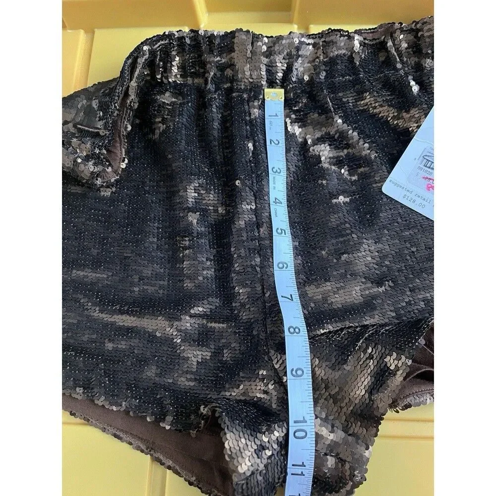 NWT Free People Sequin Shorts Gold Brown Sz Small